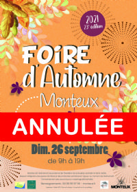 Foire d'Automne => ANNULEE. Le dimanche 26 septembre 2021 à MONTEUX. Vaucluse.  09H00